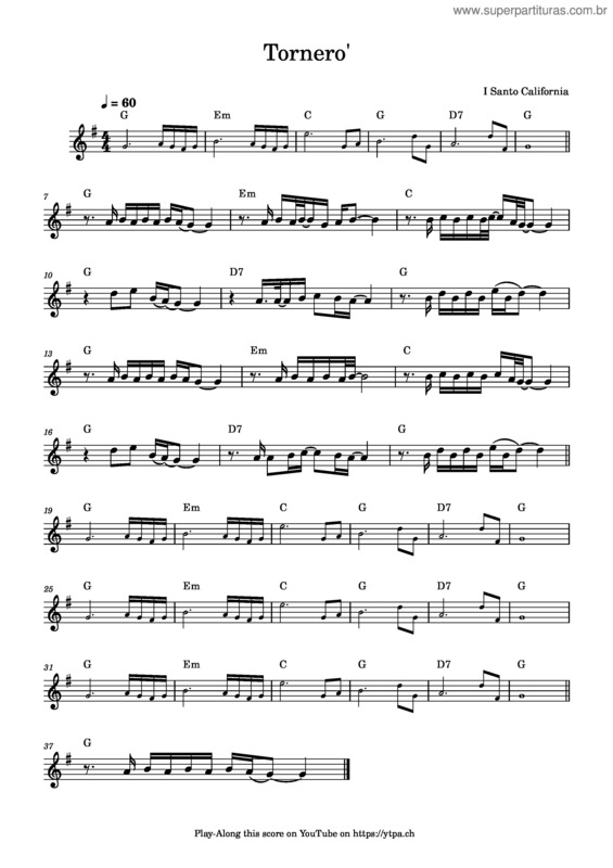 Partitura da música Tornero – I Santo California v.7