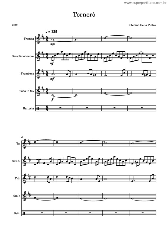 Partitura da música Tornerò v.3