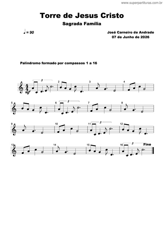 Partitura da música Torre De Jesus Cristo