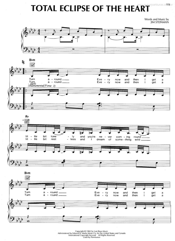 Partitura da música Total Eclipse of the Heart v.2