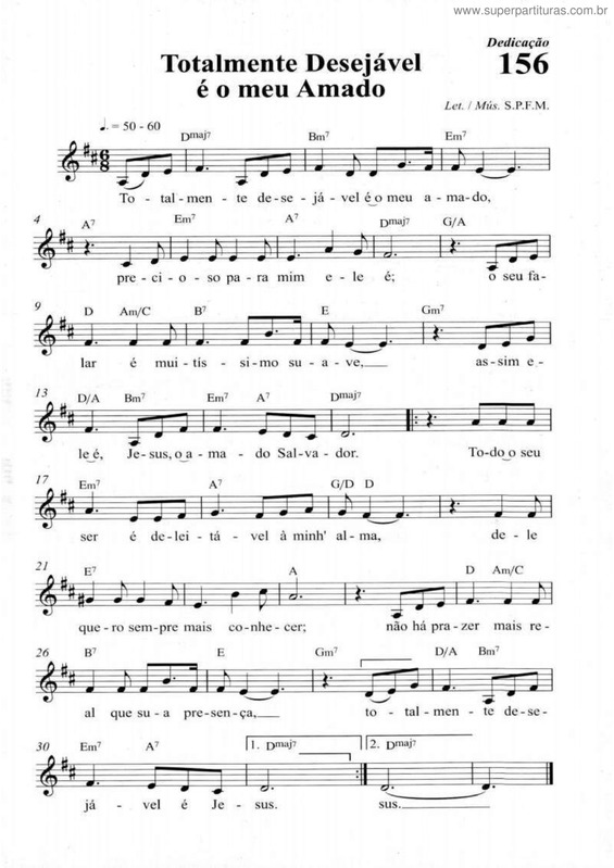 Partitura da música Totalmente Desejável É O Meu Amado