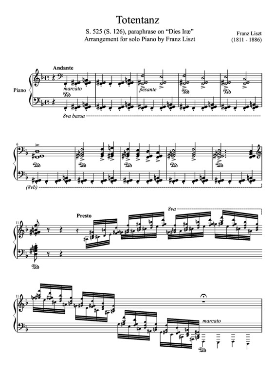 Partitura da música Totentanz S. 525