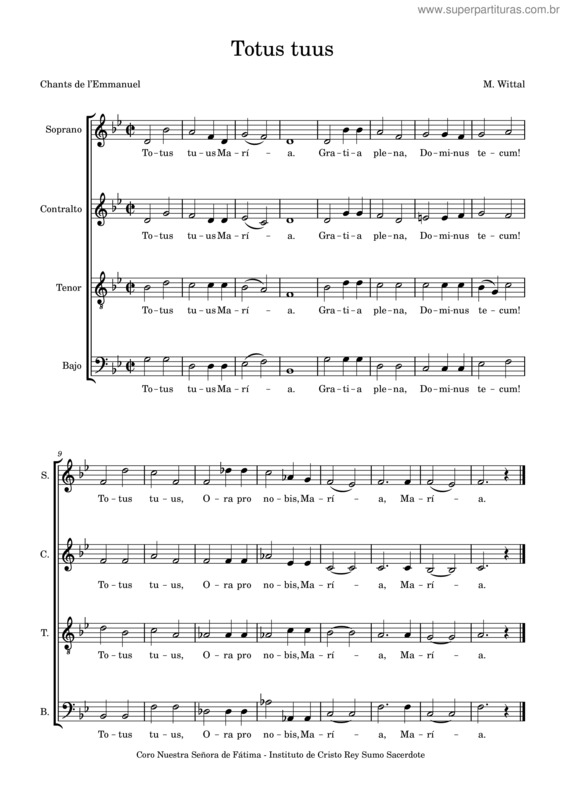 Partitura da música Totus Tuus – Wittal