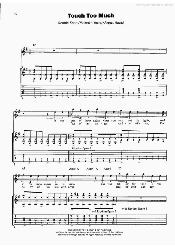 Partitura da música Touch Too Much