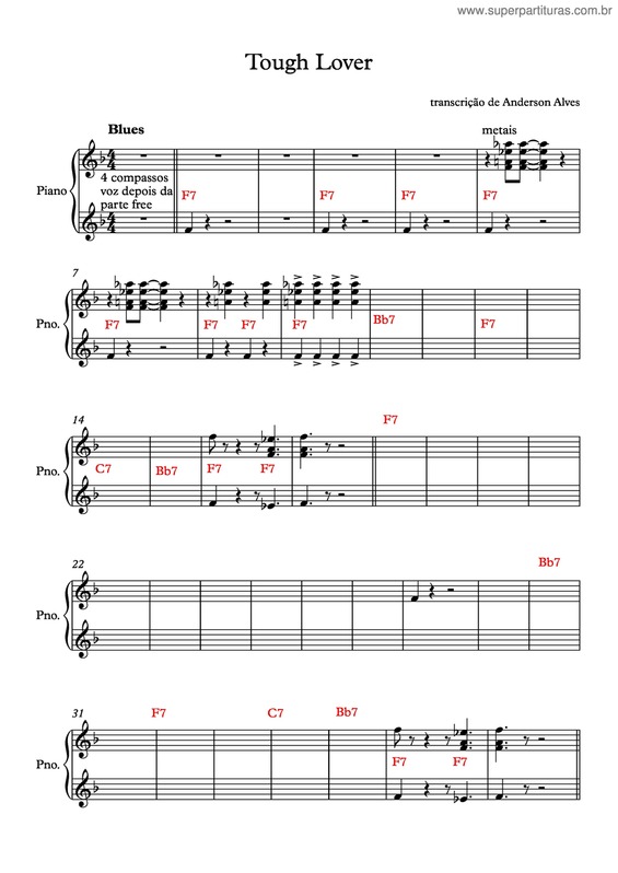 Partitura da música Tough Lover