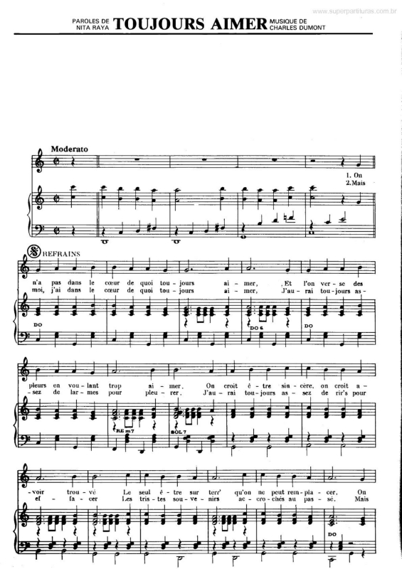 Partitura da música Toujours Aimer