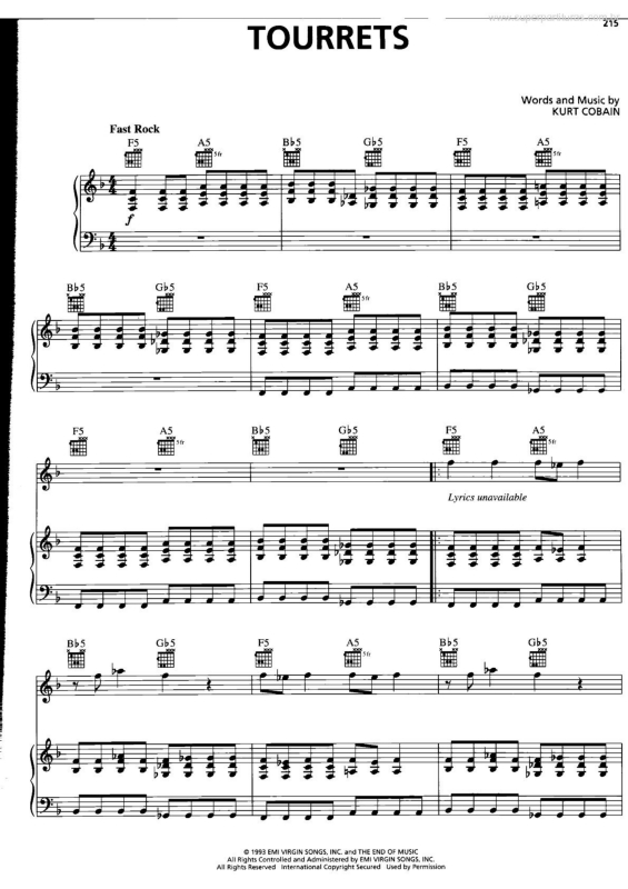 Partitura da música Tourrets