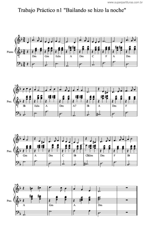 Partitura da música Trabajo Práctico N1 Bailando Se Hizo La Noche v.2