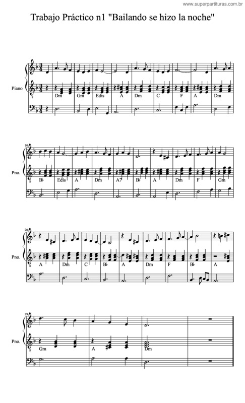 Partitura da música Trabajo Práctico N1 Bailando Se Hizo La Noche