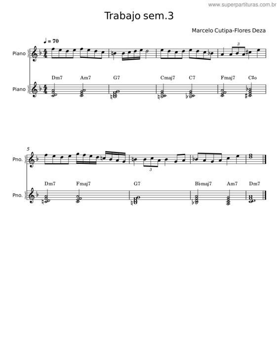 Partitura da música Trabajo Sem