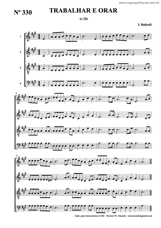 Partitura da música Trabalhar E Orar v.3