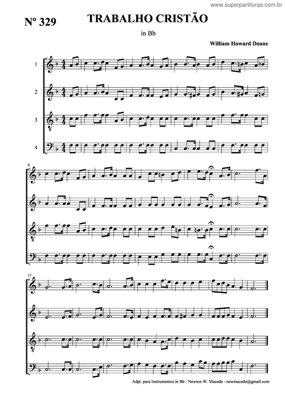 Partitura da música Trabalho Cristão v.5