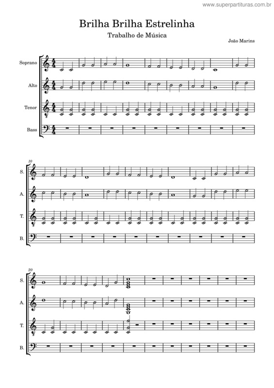 Partitura da música Trabalho De Música