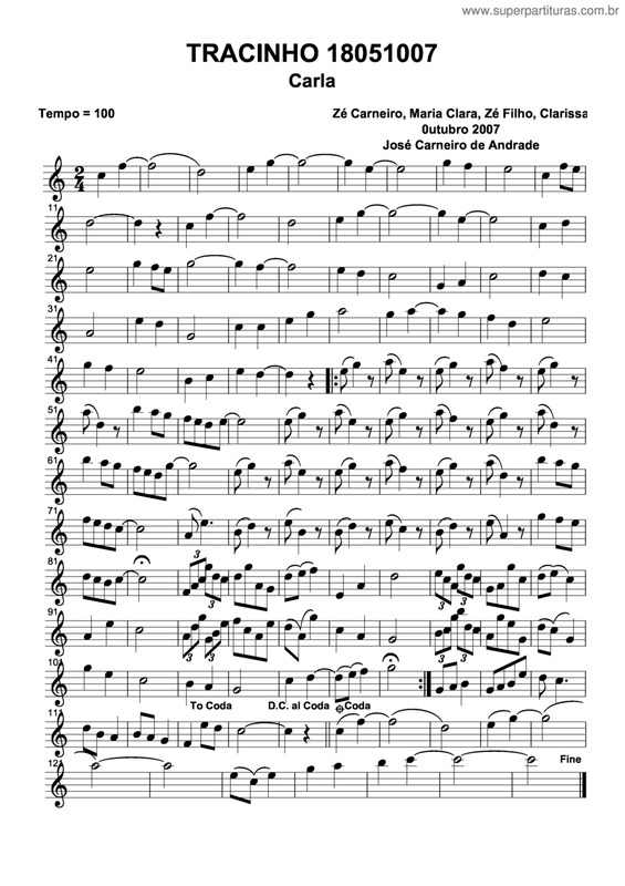 Partitura da música Tracinho 18051007