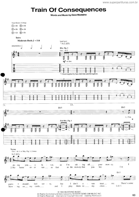 Partitura da música Train Of Consequences