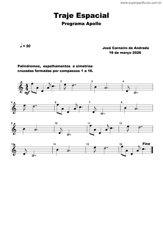 Partitura da música Traje Espacial