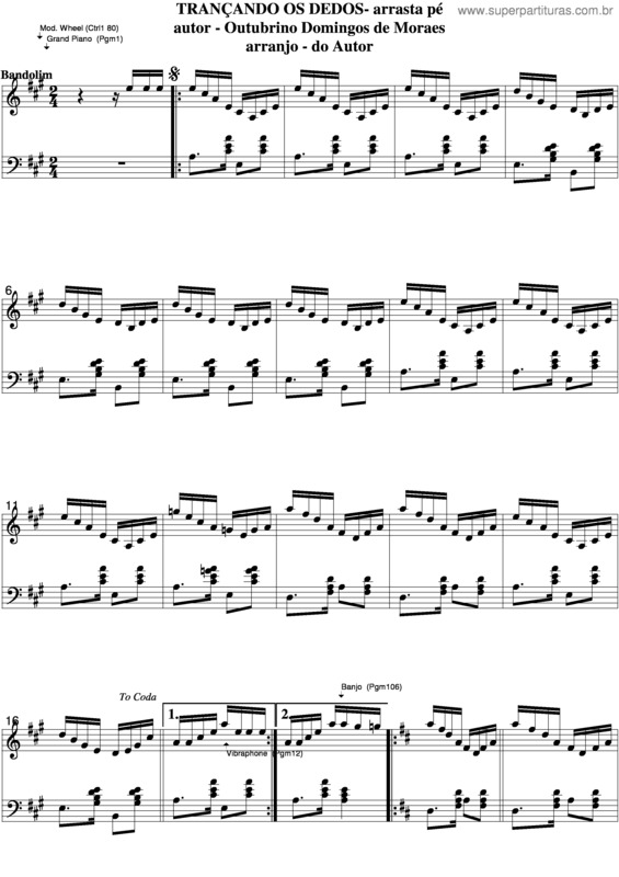 Partitura da música Trançando Os Dedos v.3