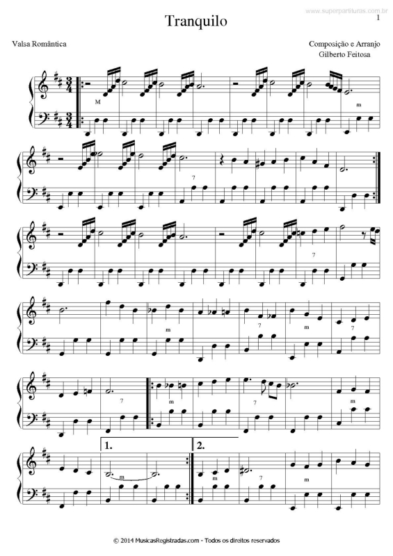 Partitura da música Tranquilo