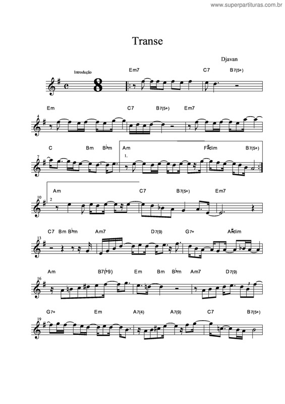 Partitura da música Transe v.3