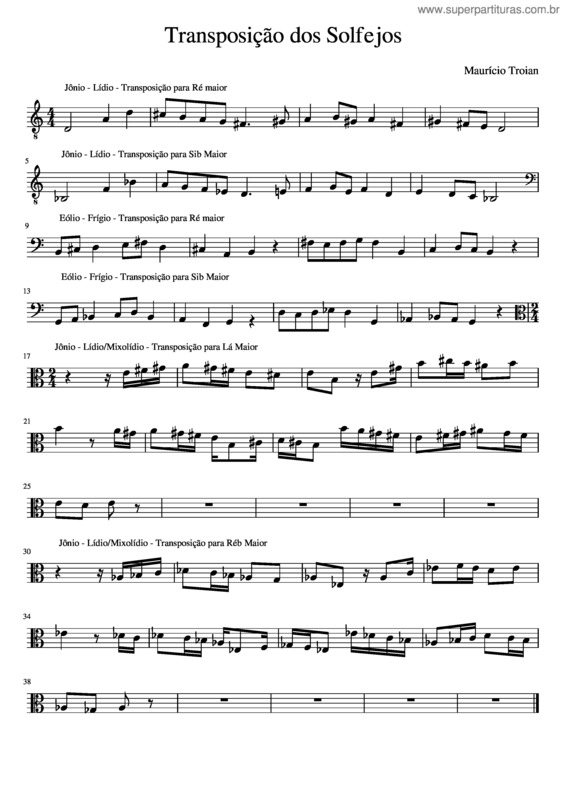 Partitura da música Transposição Dos Solfejos – Avelar