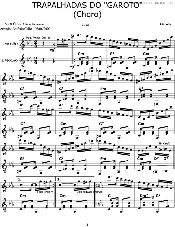 Partitura da música Trapalhadas Do Garoto v.2