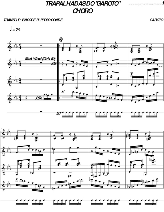 Partitura da música Trapalhadas do Garoto