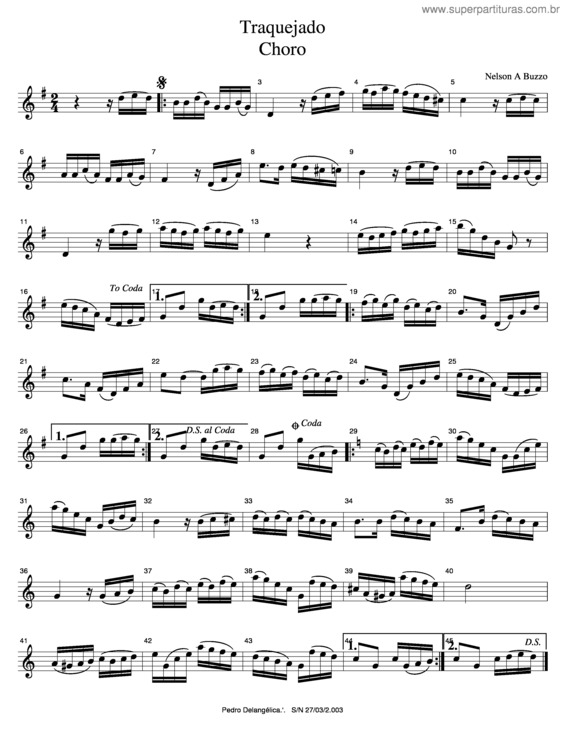 Partitura da música Traquejado v.2