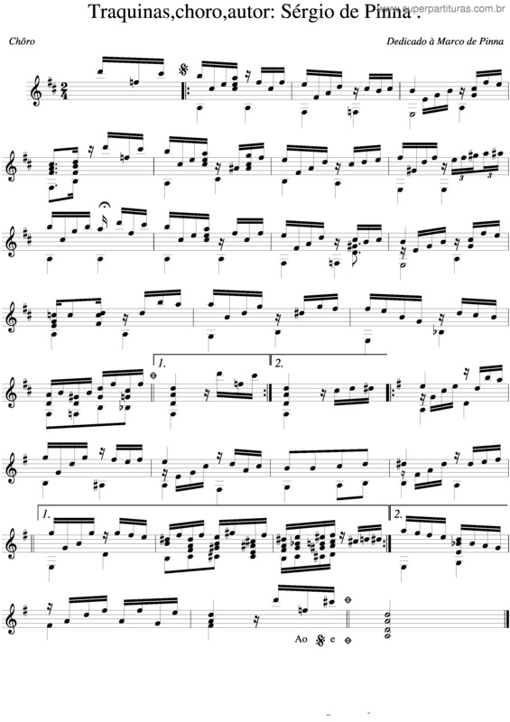 Partitura da música Traquinas