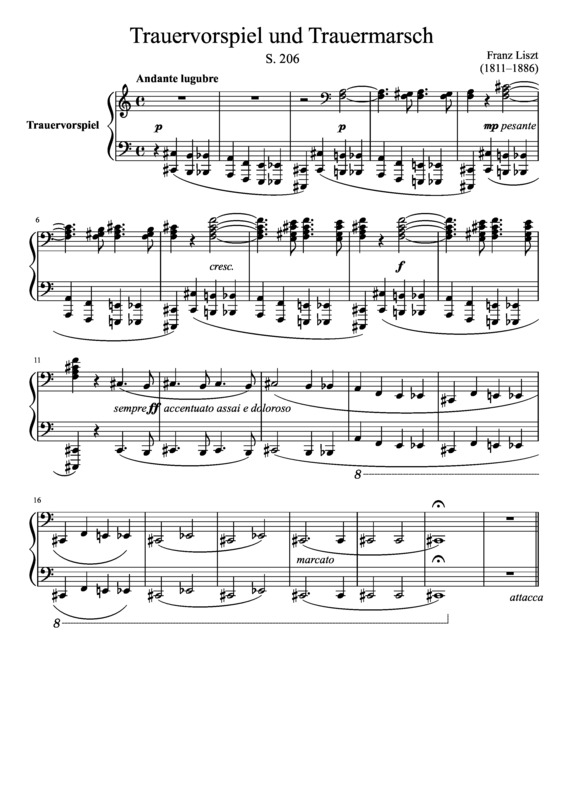 Partitura da música Trauervorspiel und Trauermarsch S. 206