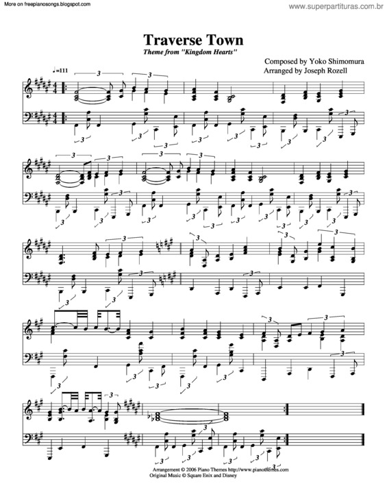 Partitura da música Traverse Town