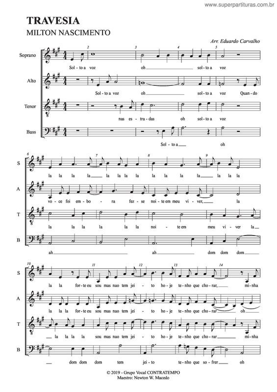 Partitura da música Travesia