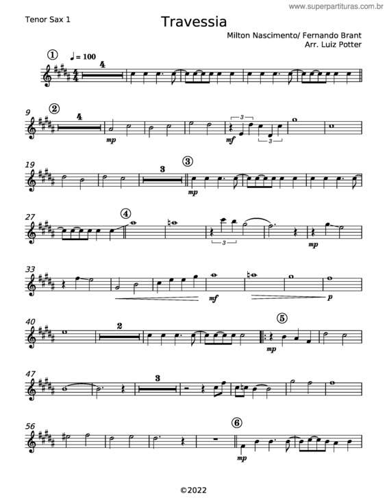 Partitura da música Travessia – Milton Nascimento v.4