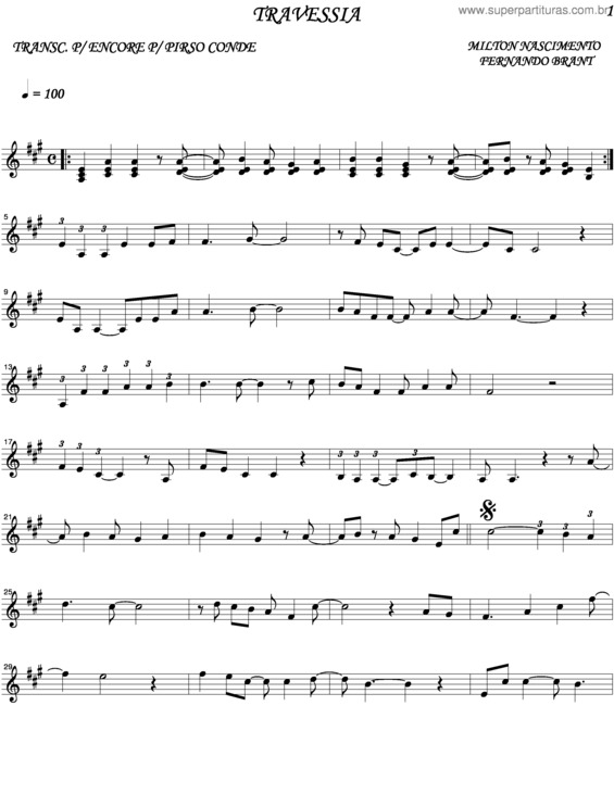 Partitura da música Travessia v.3