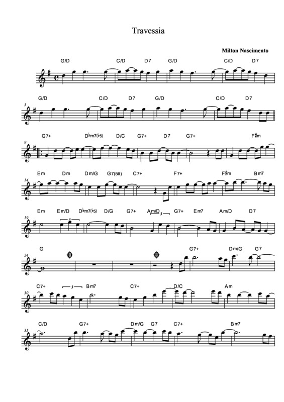 Partitura da música Travessia v.4