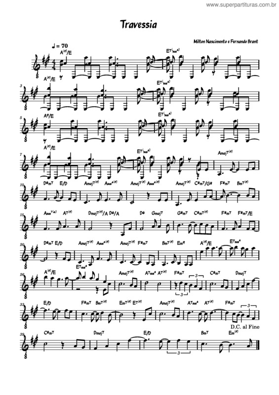 Partitura da música Travessia v.8