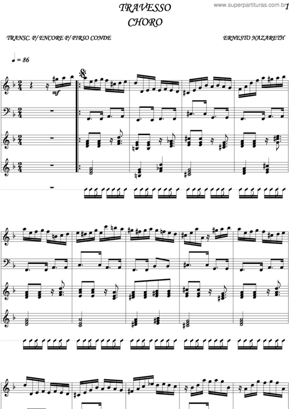 Partitura da música Travesso v.2