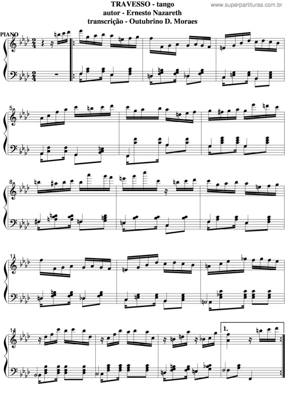 Partitura da música Travesso v.4