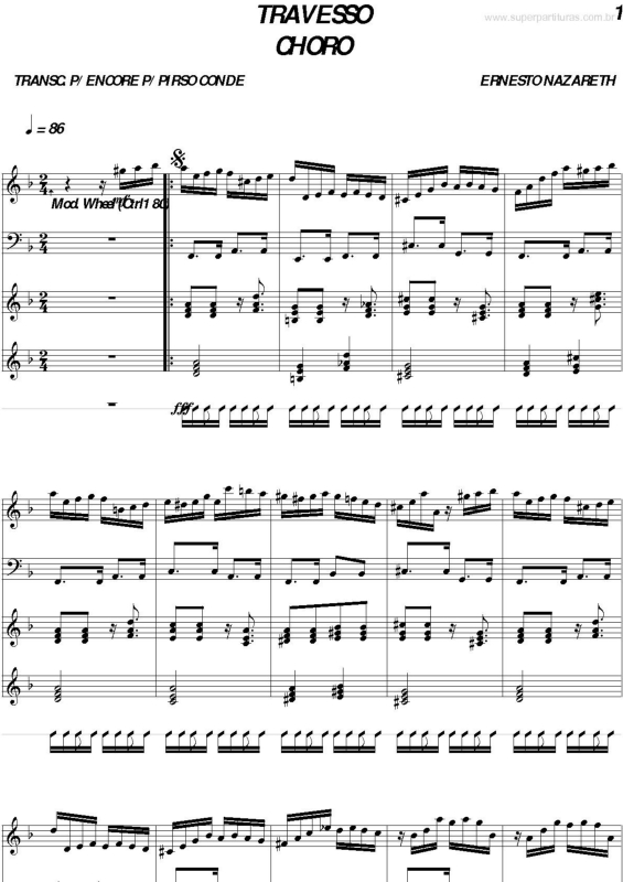 Partitura da música Travesso