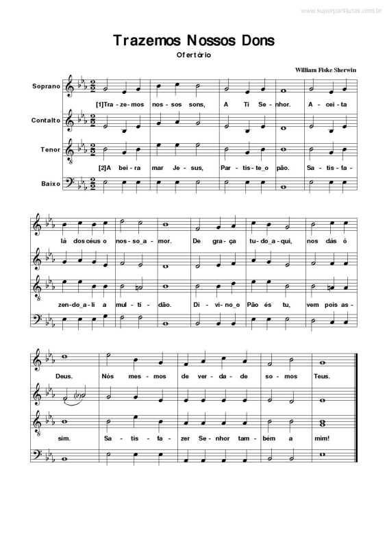 Partitura da música Trazemos Nossos Dons