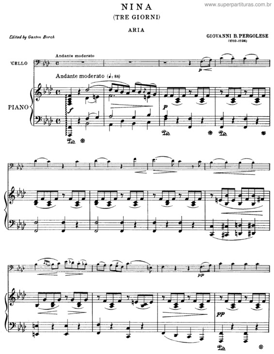 Partitura da música Tre Giorni son che Nina