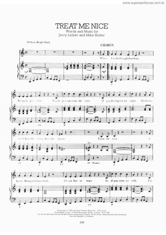 Partitura da música Treat me nice