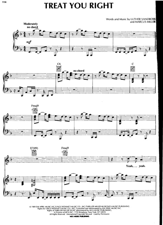 Partitura da música Treat You Right