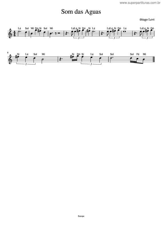 Partitura da música Trecho Som Das Aguas