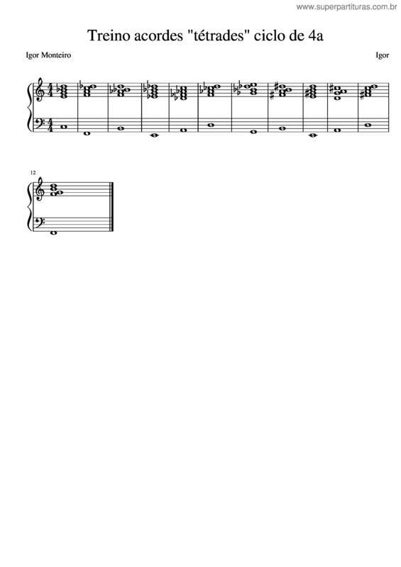 Partitura da música Treino Acordes T Trades Ciclo De 4A