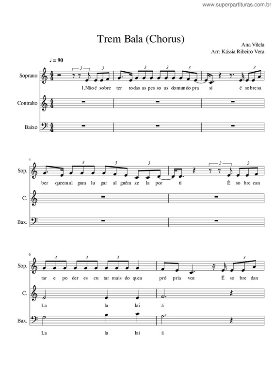 Partitura da música Trem Bala (Vozes)