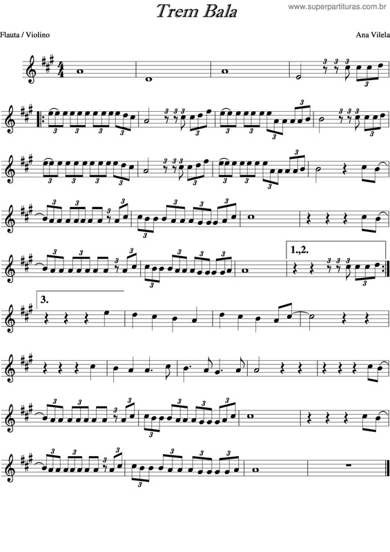 Partitura da música Trem Bala v.13