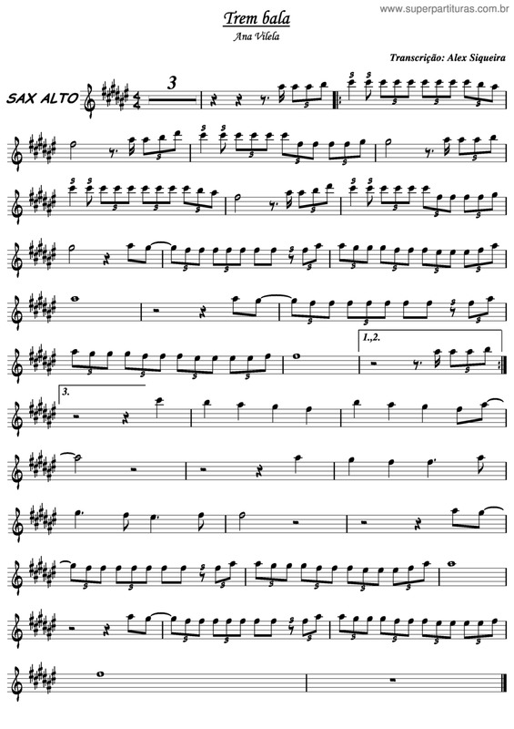 Partitura da música Trem Bala v.3