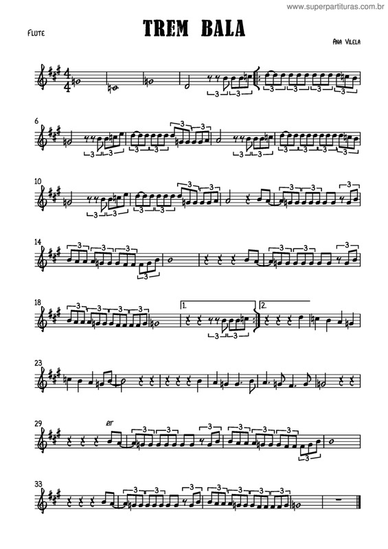 Partitura da música Trem Bala v.9