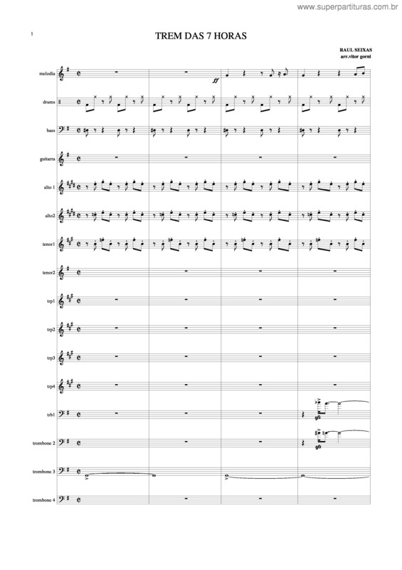 Partitura da música Trem Das 7 Horas