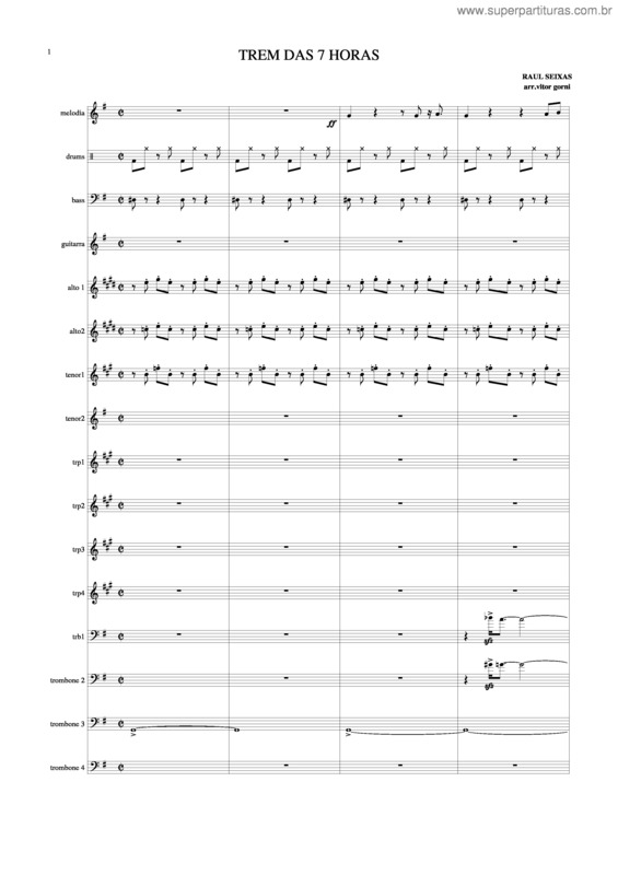 Partitura da música Trem Das 7 Horas